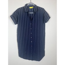 Roberta Roller Rabbit Haru Short Sleeve Button Up Blue Striped Shirt Dress Sz XS