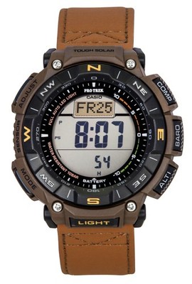 Casio Pro Trek Black Dial Leather Strap Solar Sports 100M Men's Watch PRG-340L-5