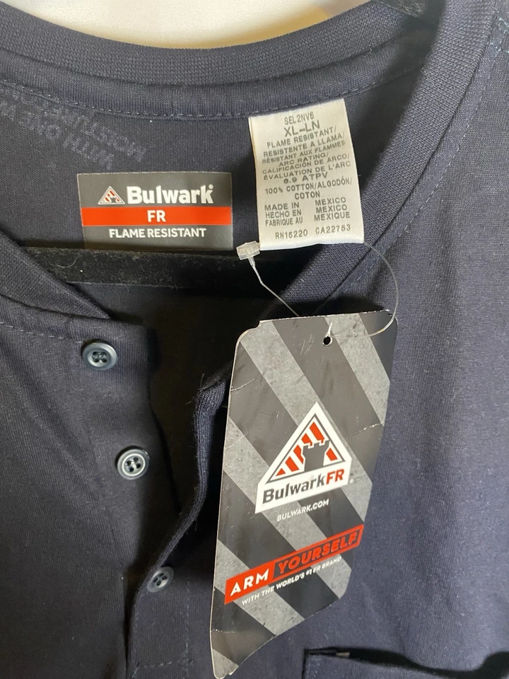 Camisa polo Bulwark FR resistente al fuego para hombre manga larga talla XL larga azul marino Foto 2 de 4