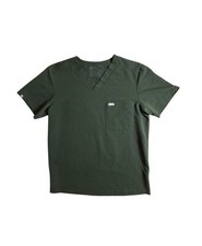 FIGS Mens 3 Pocket Size M Leon Scrub Top Olive Green V-Neck Short Sleeve FM1500