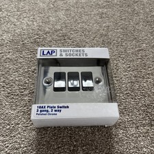 LAP Raised Rounded 3 Gang Triple Light Switch Polished Chrome Black insert  