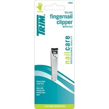 New Trim Deluxe Fingernail Clippers with File – Sharp Durable Clippers with Fold