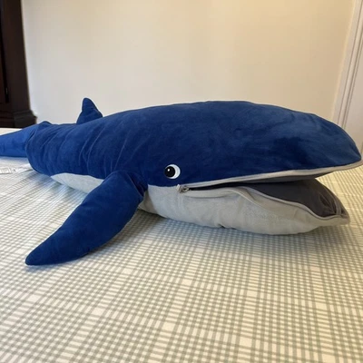 IKEA BLÅVINGAD BLUE WHALE PLUSH SOFT TOY 100 CM BLAVINGAD WASHABLE ZIP MOUTH - Image 1 of 4