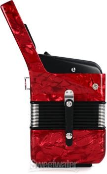 Hohner Bravo III 72 Fisarmonica cromatica a chiave per pianoforte - Rosso perla - Foto 7 di 9