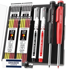 STAGEEK 2PCS Carpenter Pencils with Sharpener, Heavy Duty Woodworking Tools, ...