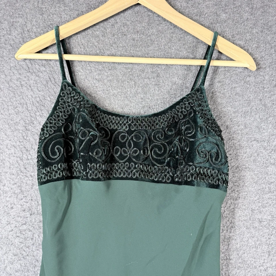 Vestido sin Mangas Vintage Años 90 Blondie Nite Para Mujer 6 Cazador Verde Maxi Vacaciones Terciopelo Foto 2 de 4