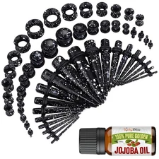 Ear Stretching Kit 14G-12mm Taper Plug Tunnel Oil Expander Set 54 PCS