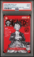 2025 ONE PIECE JAPANESE PROMOS ONE PIECE MAGAZINE VOL.20 MONKEY D. LUFFY PSA 9