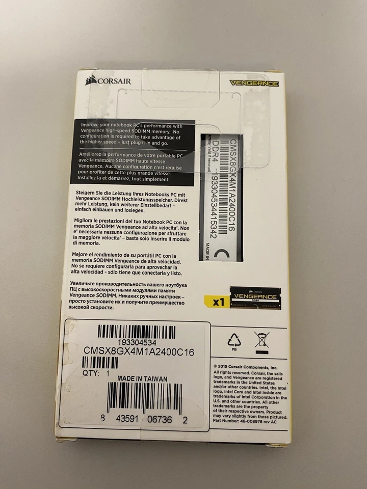 Corsair Vengeance Performance SODIMM CMSX8GX4M1A2400C16 8GB 2400MHz CL16 ddr4 - Image 2 of 4