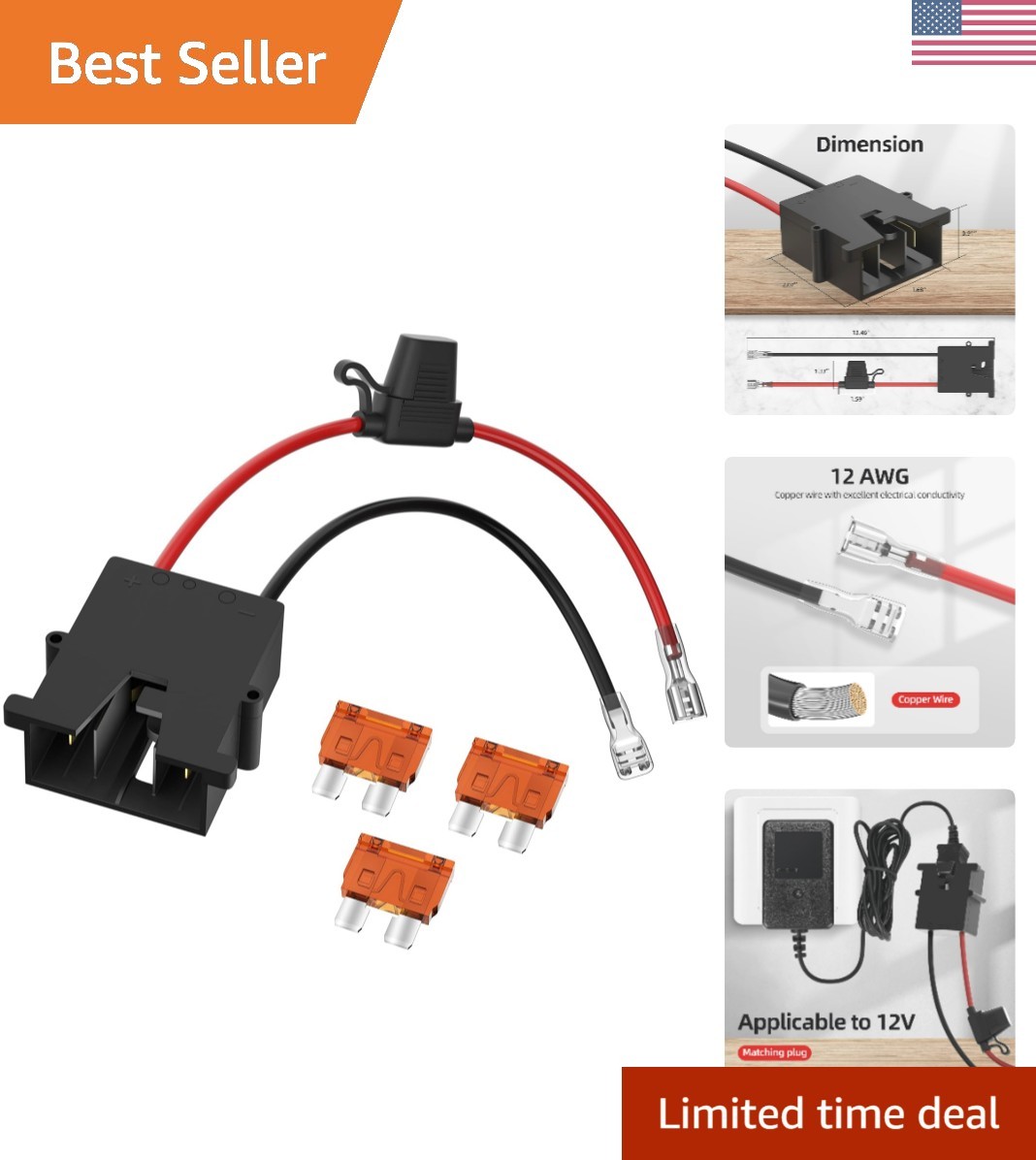 Battery With 12 Awg W...