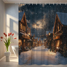 Winter Wonderland Shower Curtain - Cozy Christmas Scene