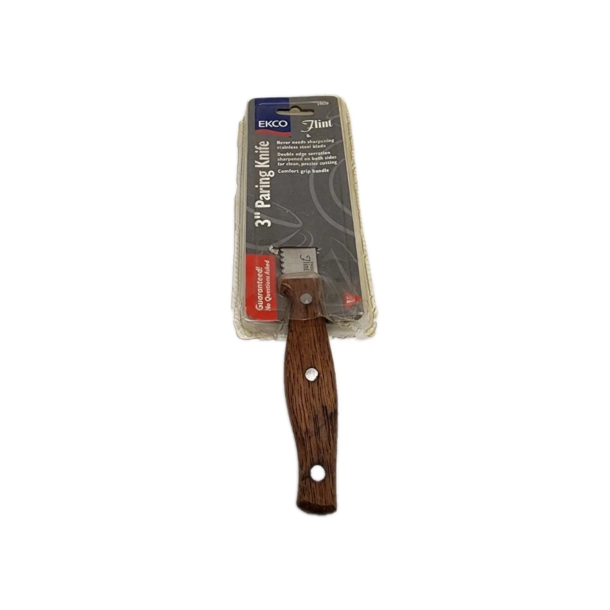 VTG NOS 1997 Ekco Flint Serrated 3" Paring Knife Wood Comfort Grip 29030