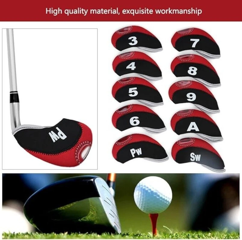 10Pcs Golf Iron Head Covers Club Headcover Protector Set Neoprene British - Image 3 of 4