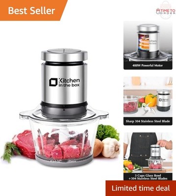 Mini Food Processor 400W Electric Chopper with 3-Cup Bowl & Stainless Steel B...
