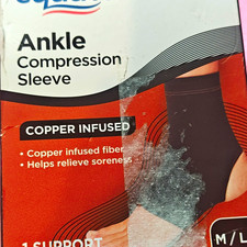 Equate Copper Infused Ankle Compression Sleeve Support, Black