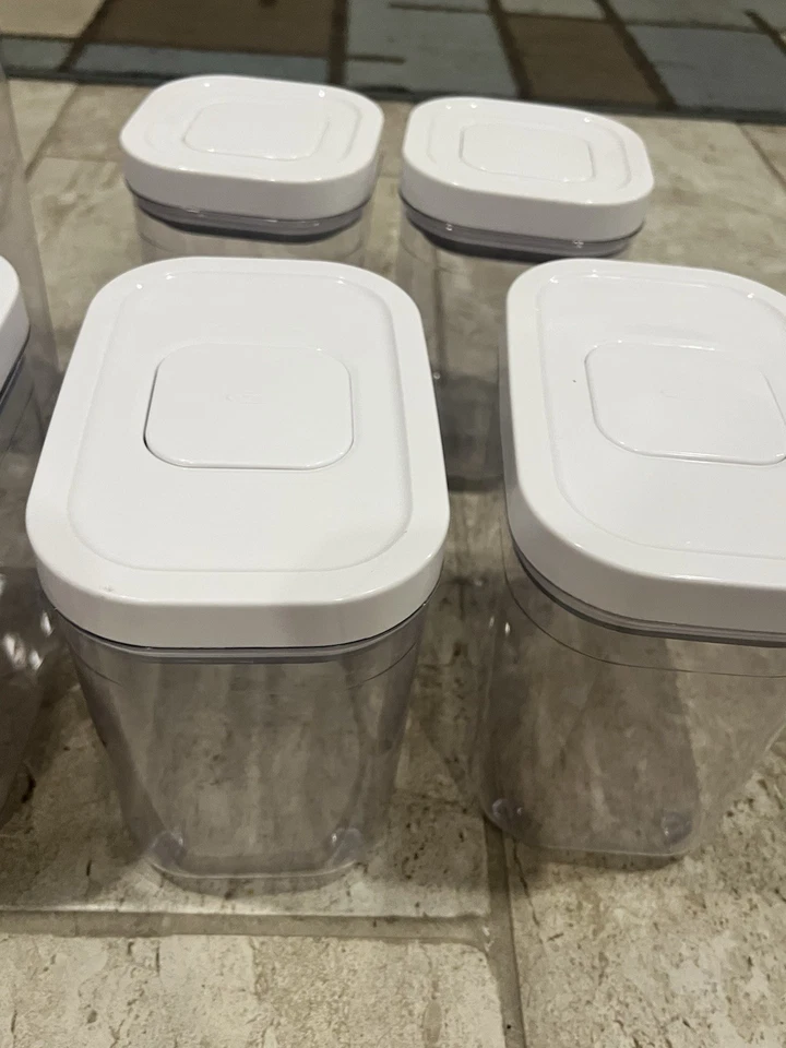 OXO White Plastic Pop Top Containers Set Of 8 - FREE SHIP! - Image 4 of 4