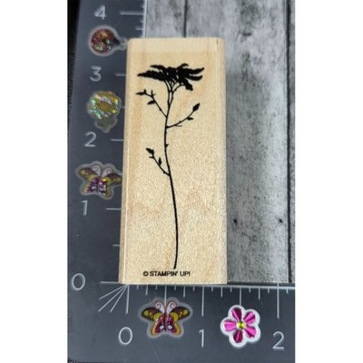 Stampin' Up! Tall Flower Plant Leafy Long Stem Rubber Stamp Wood #R107