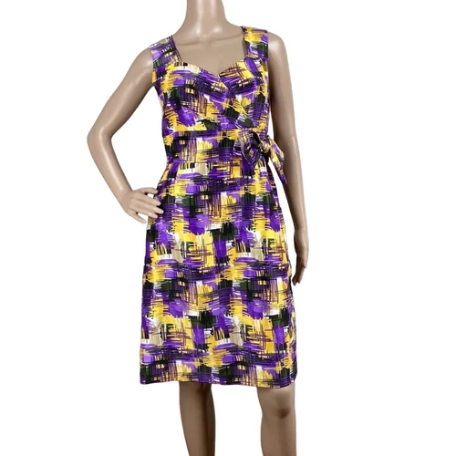 VETEMENTS Abito tubino Alex Marie multicolore scollo a cuore senza maniche fiocco accento 10P