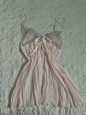 Victorias Secret Embroidered Slip Babydoll Dress Size Small Pink