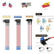 12V Car Add-a-Circuit Fuse Adapter with Standard and Mini TAP Profile TAP Bla...