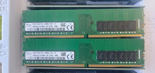 Hynix 64GB 2x 32GB DDR4 ECC RAM UDIMM PC4-2666V-E HMAA4GU7AJR8N-VK f Microserver