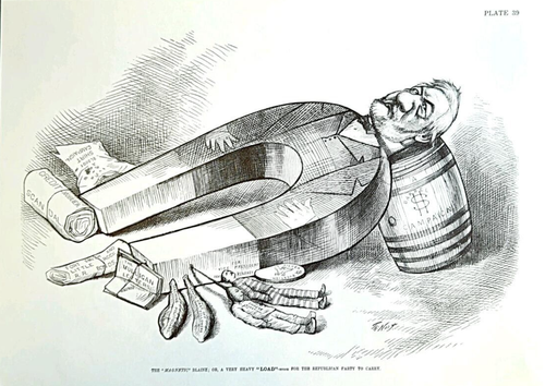Thomas Nast Political Satire The Magnetic Blaine Art Print Bookplate 39 - Picture 2 of 3