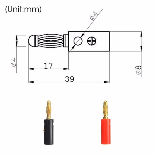 4x Bananenstecker Rot+Schwarz Banana Lautsprecherkabel 4mm Bananen Gold Stecker - Bild 5 von 8