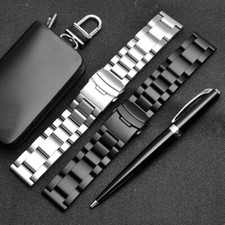 Stainless Steel Thick Heavy Bracelet Watch Band Strap Clasp Replacement fitSeiko