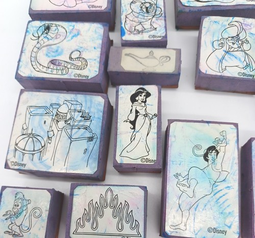 27 Disney ink stamps rubber variety of Aladdin and other Disney characters. - Picture 2 of 6