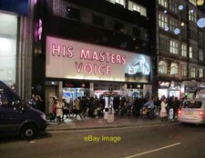 Photo 6x4 His Master's Voice (HMV) Oxford Street - with lights Illuminate c2017