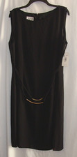 VINTAGE 90s Black Sleeveless Faux Belted SHEATH DRESS Sz 16 by DAVID WARREN