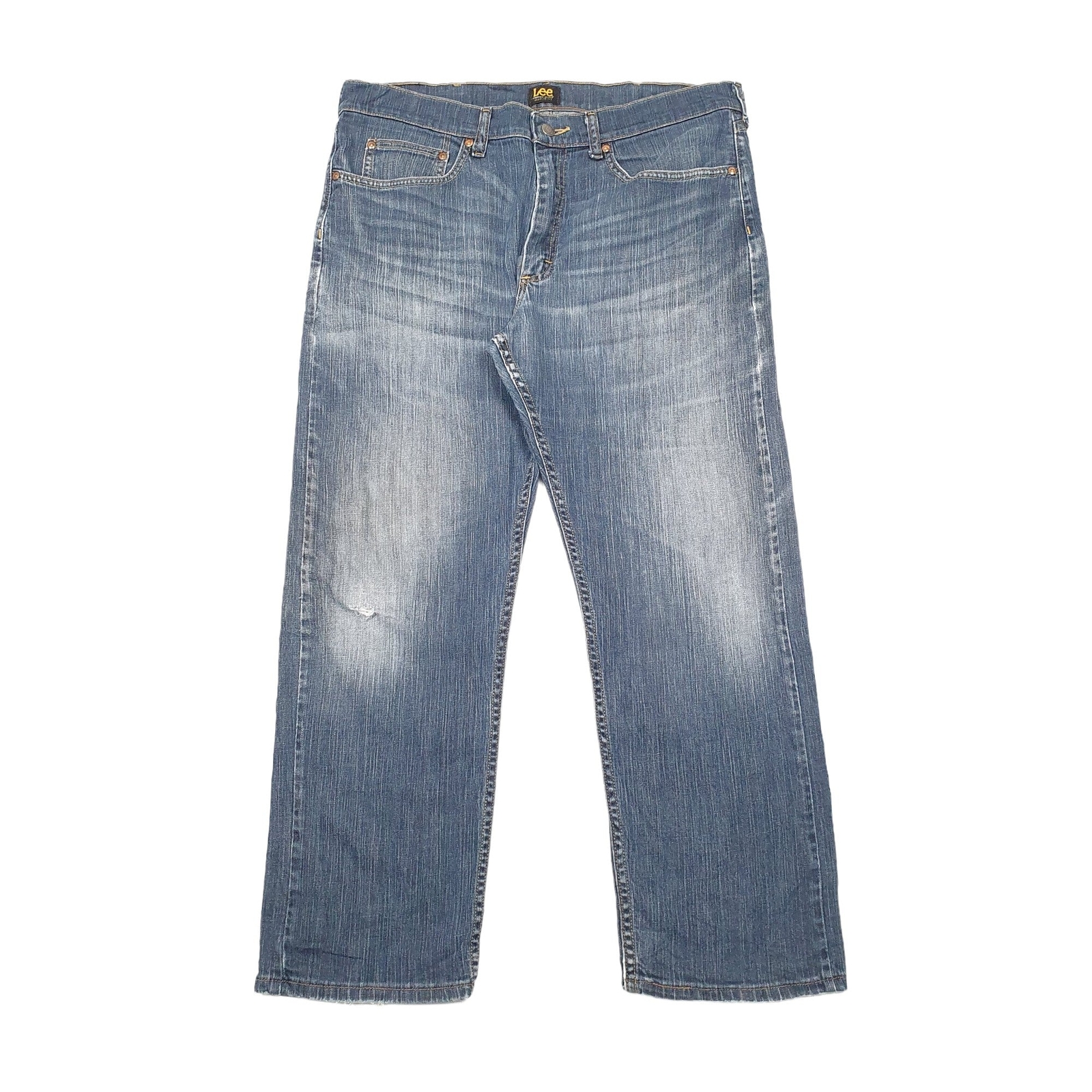 Mens LEE Regular Regular Fit Blue Denim Jeans Trousers W36 L29 image 2