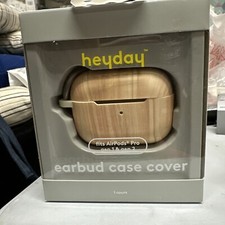 Heyday AirPods Gen 1  2 Earbud Case Cover with Silver Pewter Clip Wood Look