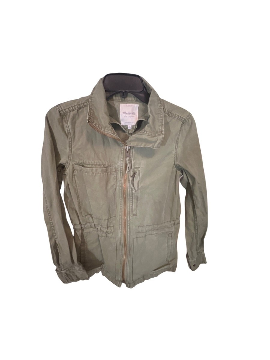 Madewell Women's Fleet Utility Jacket Army Green Cotton Military Style Size  Smal