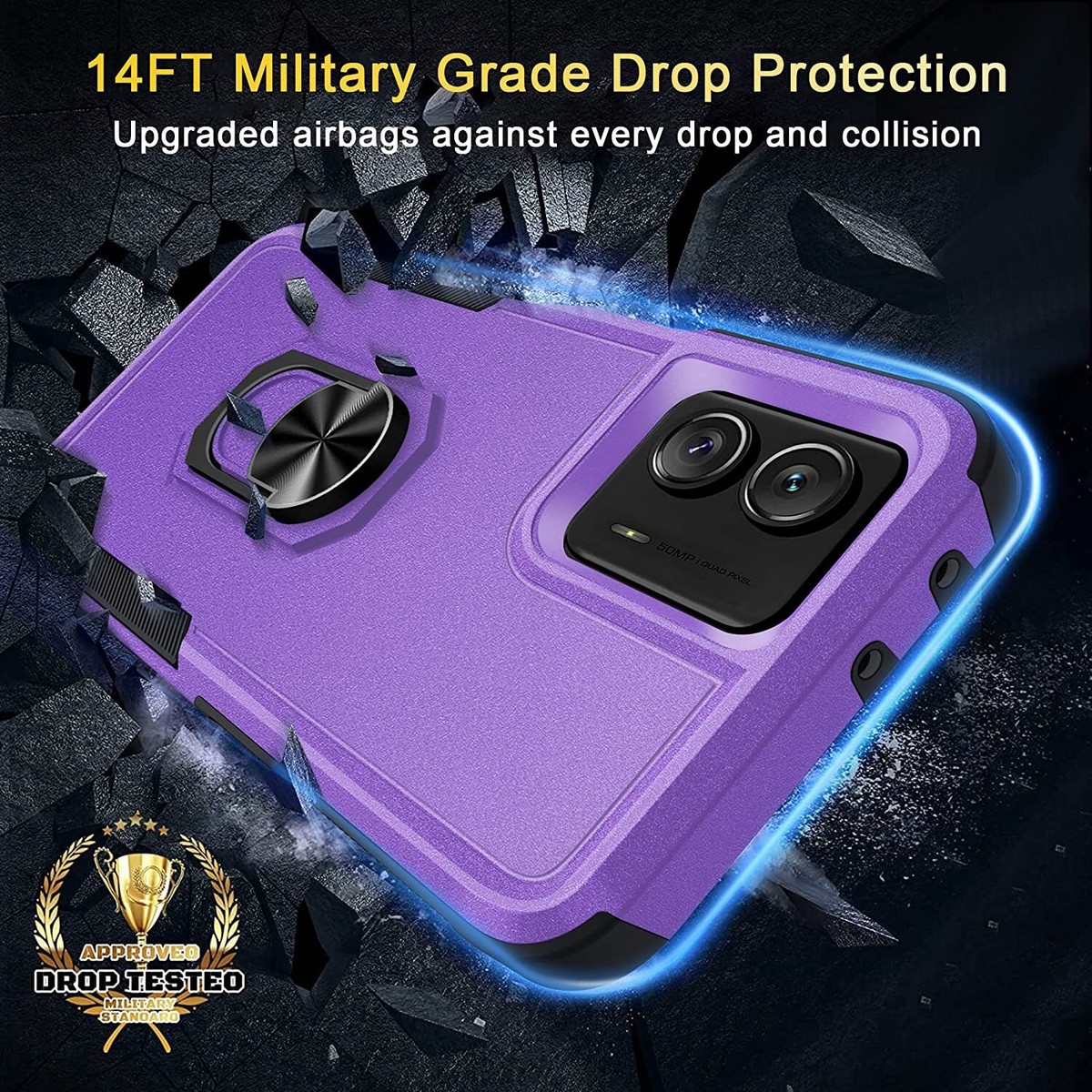 Custodia Antiurto Militare Con Anello Per Motorola Moto G Power 5G 2023 | HD Accessory - Foto 3