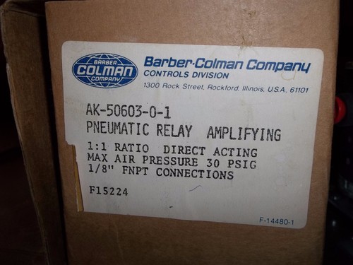 BARBER-COLMAN AK-50603-0-1 PNEUMATIC RELAY AMPLIFYING 30 PSIG 1/8" FNPT(S2) - Picture 2 of 9