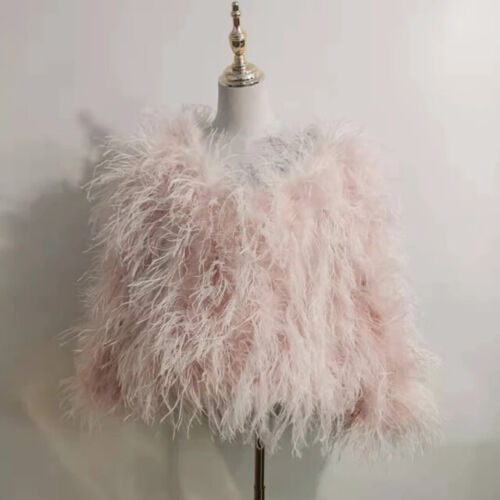 Ostrich Fur Fluffy Jacket Fuzzy Feather Furry Plush Coat Casual Nightclub Party - Picture 30 of 50