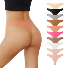 10 Pack Women's Seamless Thongs Breathable Thong Underwear No Show Panty Line
