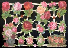 VICTORIAN STYLE DIE CUT PAPER SCRAPS MIXED ROSES ef7330 GERMANY