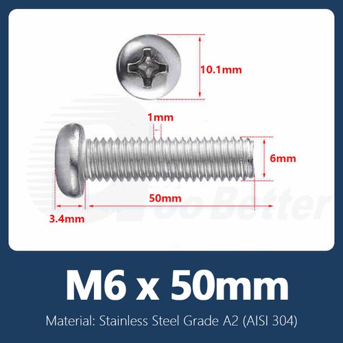 M6 Phillips Pan Head Machine Screw Bolt DIN 7985 A2 Stainless Steel 6mm - 200mm - Picture 29 of 47