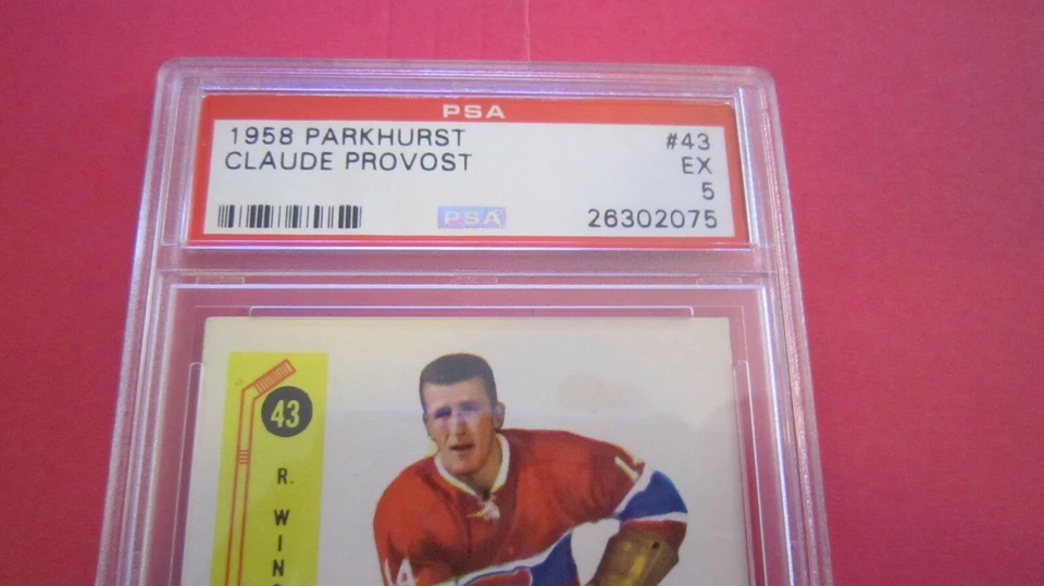 Claude Provost Parkhurst 1958 #43 Canadiens PSA 5 Foto 4 de 4
