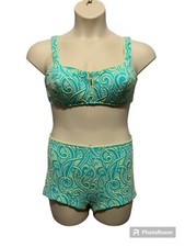 Vintage 50's 60's Glenbrooke By Sea Lure Sz 16/38 Blue Swimsuit Bikini