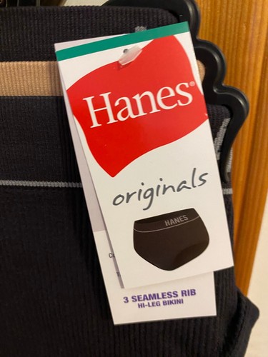 NEU DAMENGRÖSSE SMALL HANES ORIGINALS NAHTLOS GERIPPT HOHES BEIN BIKINI UNTERWÄSCHE 3ER-PACK - Bild 2 von 8