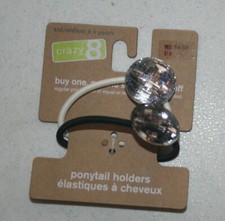 New Crazy 8 Girls Gem Pony Holder Ponytail Hair Accessory NWT 2 pk Black White