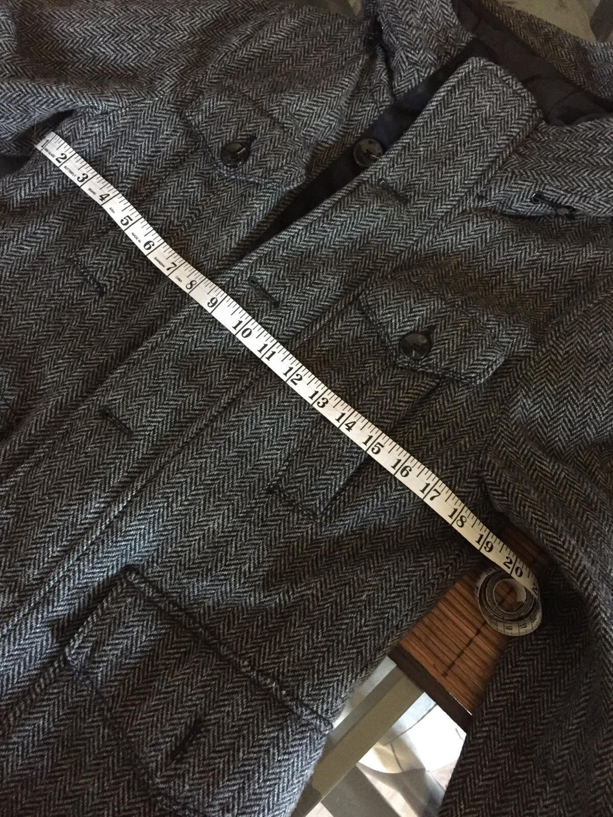 Zara man wool coat size S herringbone double breasted… Gem