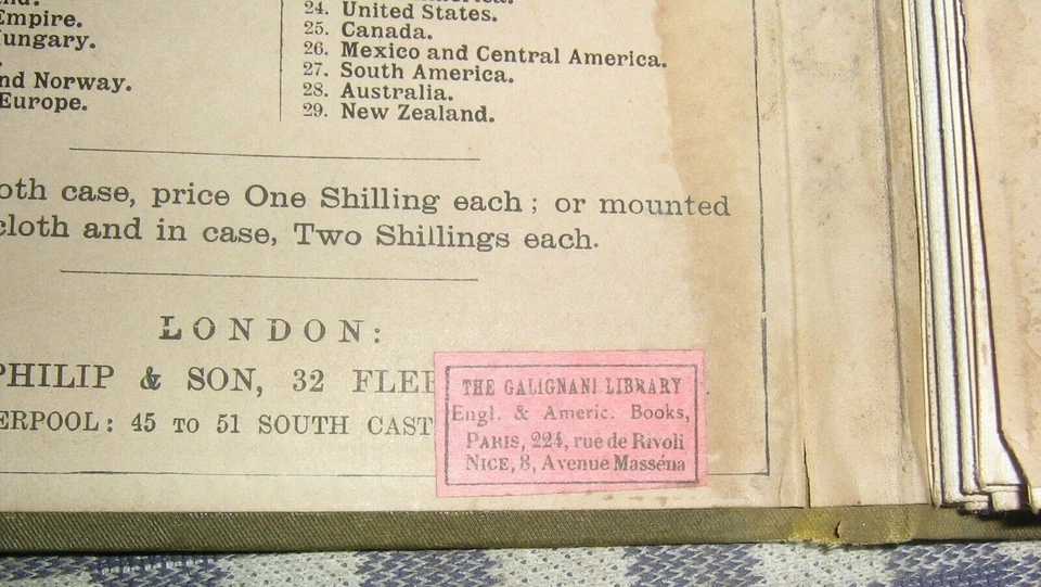 Около 1900 Philip's карман подлинный шиллинг карта Франции, льняной ткани, железных дорог - Изображение 3 из 4