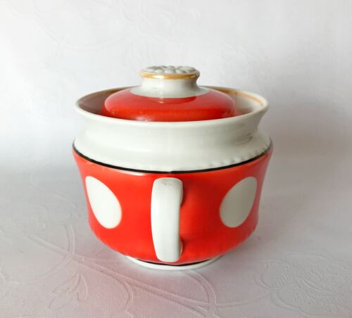Soviet vintage polka dots Sugar bowl porcelain - Picture 3 of 6