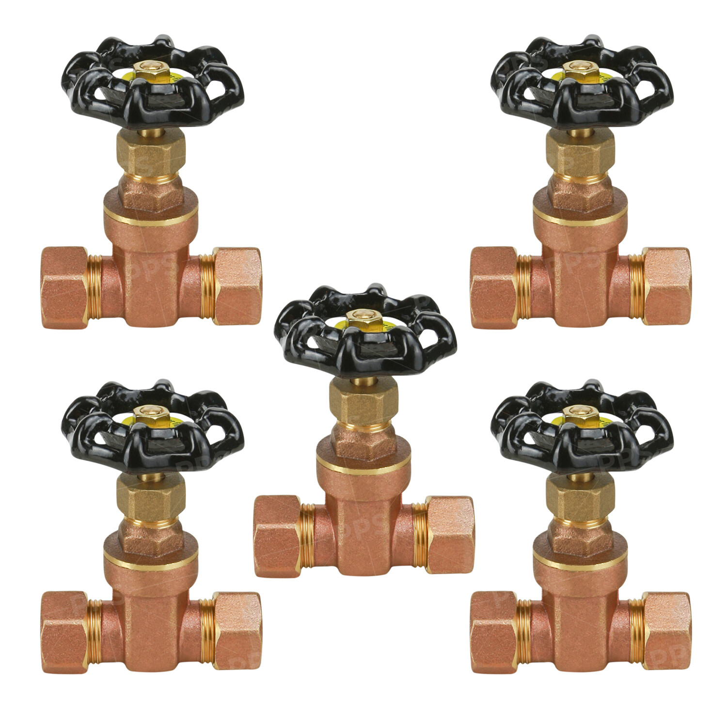 Midline Valve Gate Valve Lead Free, Compression Connections, Cast Brass (5 Pack)