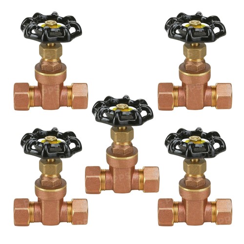 Midline Valve Gate Valve Lead Free, Compression Connections, Cast Brass (5 Pack)
