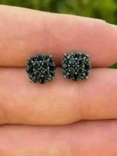 2Ct Round Cut Lab-Created Black Onyx Stud Earrings 14K Black Gold Plated Silver
